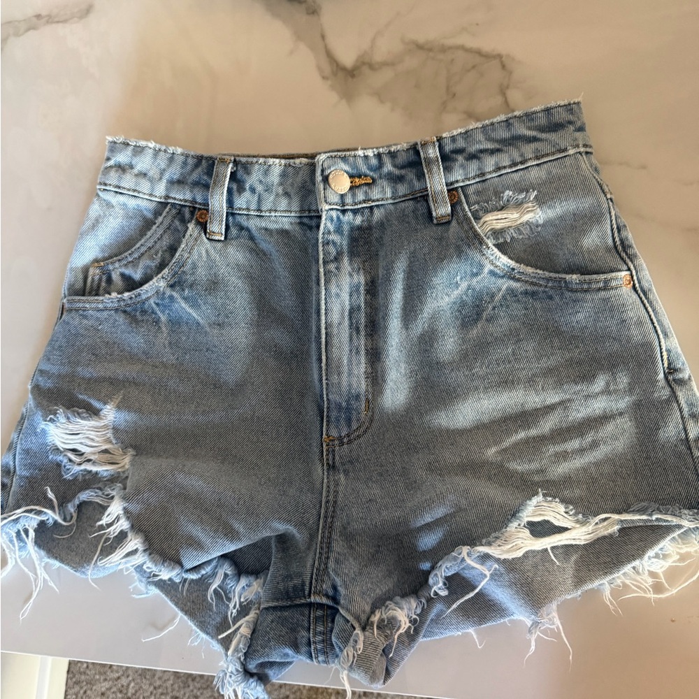 ROLLA'S Light Blue Distressed Jean Shorts